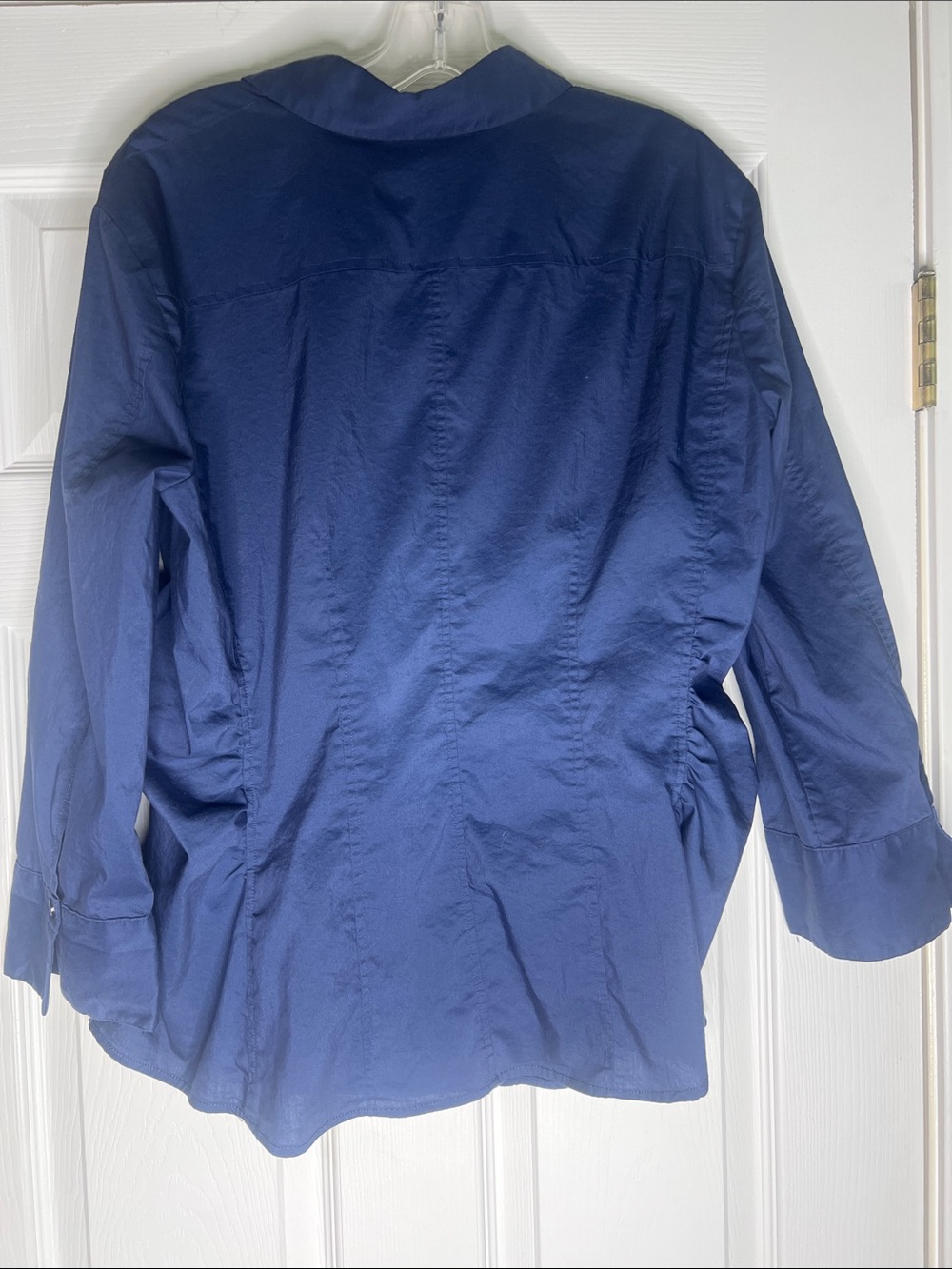 New York & Company Navy Button-Front Women's Blouse - Picture 4 of 8
